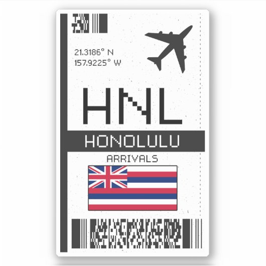 Sticker HNL Honolulu Boarding Pass - Hawaii Travel (Devant)