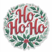 Sticker Ho Ho Ho Christmas Wreath Typography Design (Devant)