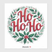Sticker Ho Ho Ho Christmas Wreath Typography Design (Feuille)