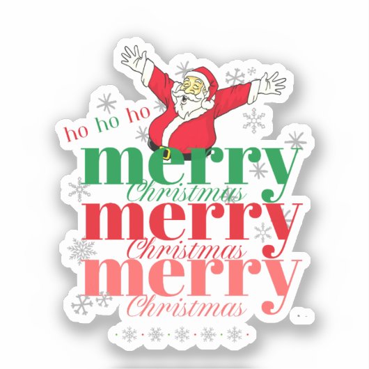 Sticker Ho Ho Ho - Père Noël - Joyeux Noël (3) Design (Recto)