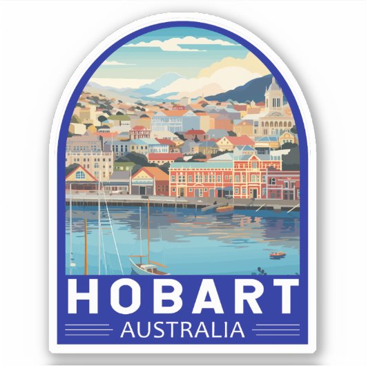 Sticker Hobart Australie Travel Art Vintage (Devant)