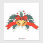 Sticker Holiday Christmas bells with holly leaves (Feuille)