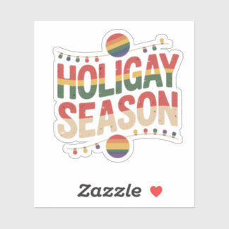 Sticker Holigay Season Gay Christmas Rainbow Lights
