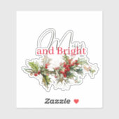 Sticker Holly et baies Joyeux et lumineux (Feuille)