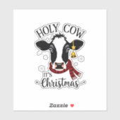 Sticker Holy Cow It's Christmas Funny Cow Lover Farm Anima (Feuille)