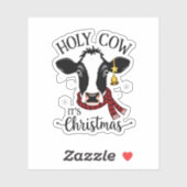 Sticker Holy Cow It's Christmas Funny Cow Lover Farm Anima (Feuille)