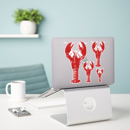 Sticker Homard blanc et rouge profond (Ordinateur portable sur le bureau)