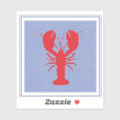 Sticker homard rouge bleu blanc en vichy plage preppy fun (Feuille)