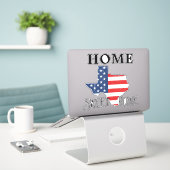 Sticker Home Sweet Home Citation Texas USA Drapeau (Ordinateur portable sur le bureau)