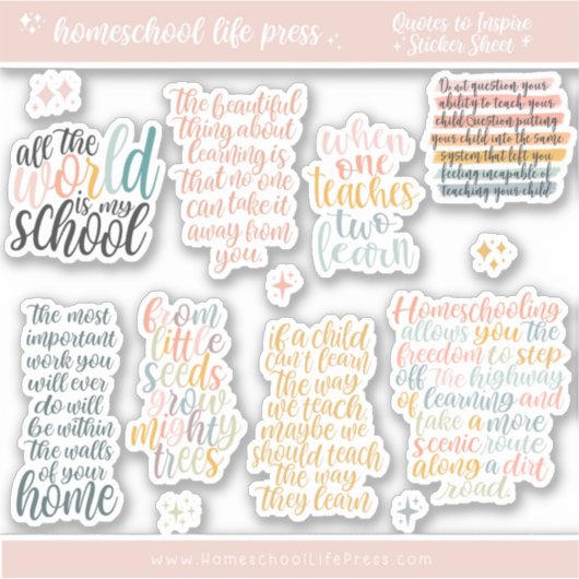 Sticker Homeschool Inspirerende offertes (Voorkant)
