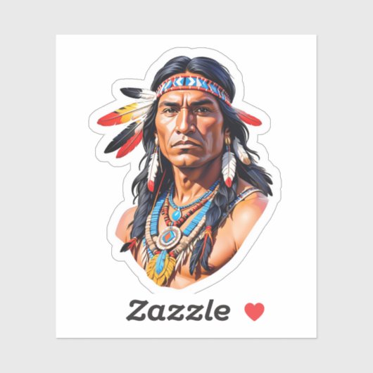Sticker Homme amérindien (Feuille)