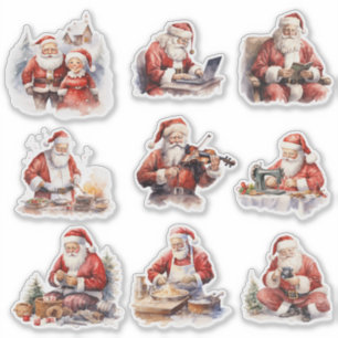 Sticker Homme de famille Père Noël