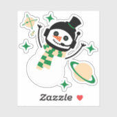 Sticker - Homme de neige de l'espace de Noël (vert (Feuille)