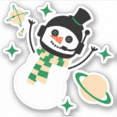 Sticker - Homme de neige de l'espace de Noël (vert (Devant)