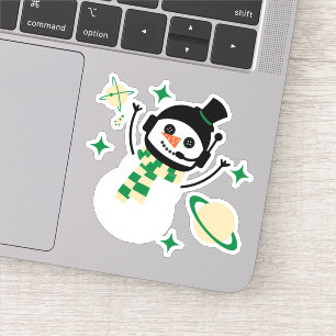 Sticker - Homme de neige de l'espace de Noël (vert