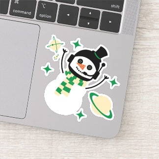 Sticker - Homme de neige de l'espace de Noël (vert