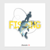 Sticker Homme de pêche (Feuille)