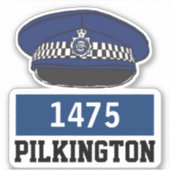 Sticker Homme Police du Royaume-Uni Casquette avec nom et  (Devant)