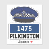 Sticker Homme Police du Royaume-Uni Casquette avec nom et  (Feuille)