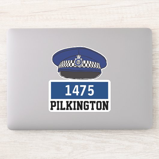 Sticker Homme Police du Royaume-Uni Casquette plat avec no (Ordinateur)