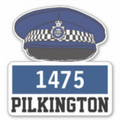 Sticker Homme Police du Royaume-Uni Casquette plat avec no (Devant)