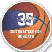 Sticker Hommes de basket-ball bleu marron moins de 10 ans (Devant)