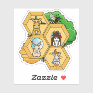 Sticker Honey Bunny Beehive House - Douce Maison de Lapin