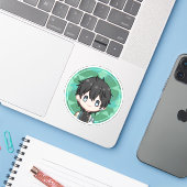 Sticker Honkai Star Rail Chibi Dan Heng (Ordinateur portable avec iPhone)