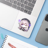 Sticker Honkai Star Rail Chibi Herta (Ordinateur portable avec iPhone)