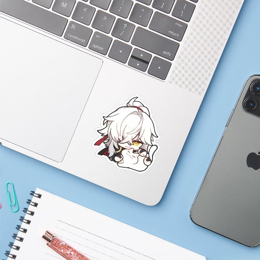 Sticker Honkai Star Rail Chibi Jing Yuan Kitty (Ordinateur portable avec iPhone)
