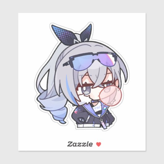 Sticker Honkai Star Rail Chibi Silver Wolf (Feuille)