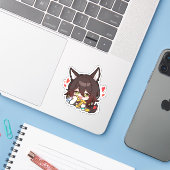 Sticker Honkai Star Rail Chibi Tingyun (Ordinateur portable avec iPhone)