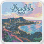 Sticker Honolulu Hawaii Oahu Waikiki Beach Diamondhead (Devant)