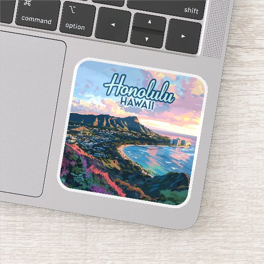 Sticker Honolulu Hawaii Oahu Waikiki Beach Diamondhead (Détail)