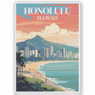 Sticker Honolulu, Hawaii : Voyage Vintage