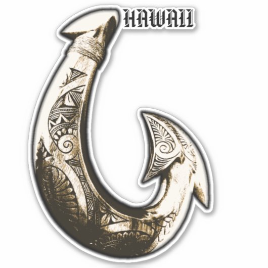 Sticker Hook tribal Hawaii (Devant)