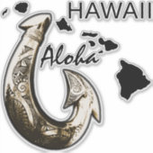 Sticker Hook tribal Hawaii - ALOHA HAWAII (Devant)