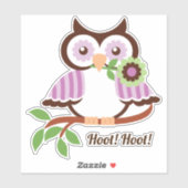 Sticker Hoot Hoot ! Chouette de printemps mignonne florale (Feuille)