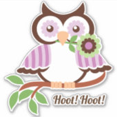 Sticker Hoot Hoot ! Chouette de printemps mignonne florale (Devant)