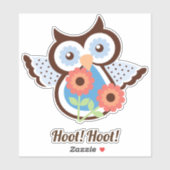Sticker Hoot Hoot ! Chouette printanière adorable fleurie (Feuille)