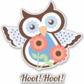 Sticker Hoot Hoot ! Chouette printanière adorable fleurie (Devant)
