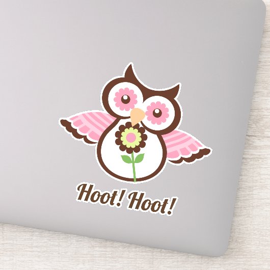 Sticker Hoot Hoot ! Chouette printanière adorable fleurie (Détail)