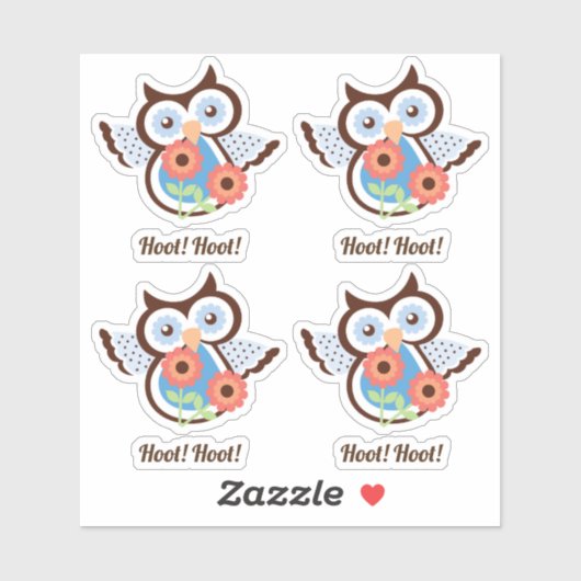 Sticker Hoot Hoot ! Ensemble de quatre adorables chouettes (Feuille)