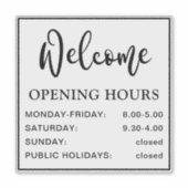 Sticker Horaires d'ouverture noir et transparent (Devant)