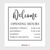 Sticker Horaires d'ouverture noir et transparent (Feuille)