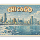 Sticker Horizon de Chicago et lac Michigan en hiver  (Devant)