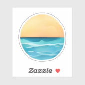 Sticker Horizon D'Or Au-Dessus De Mers Calmes (Feuille)