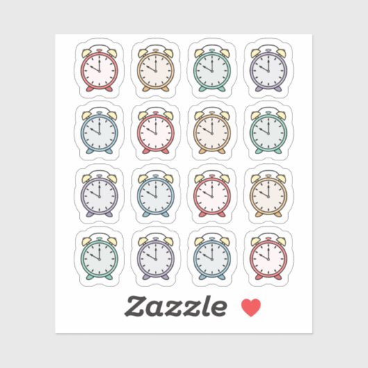 Sticker Horloge d'alarme Rappel Calendrier Bujo Planner (Feuille)