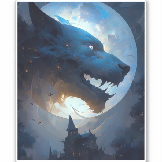 Sticker Horreur de l'Imaginaire noir du loup-garou (Devant)