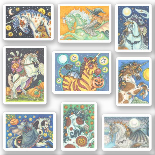 Sticker HORSE ET UNICORN éffrayant HALLOWEEN (Devant)